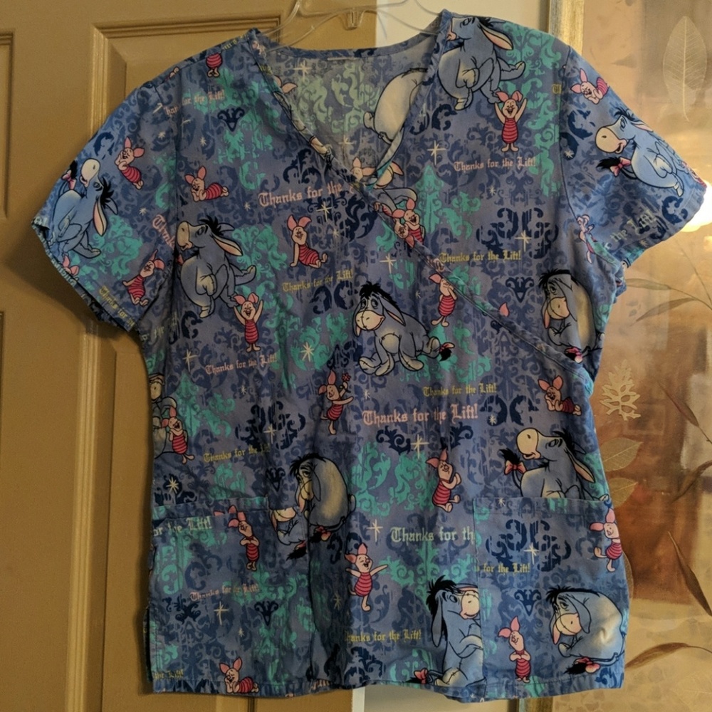 Eyore & Pigglet Scrub Top Size M